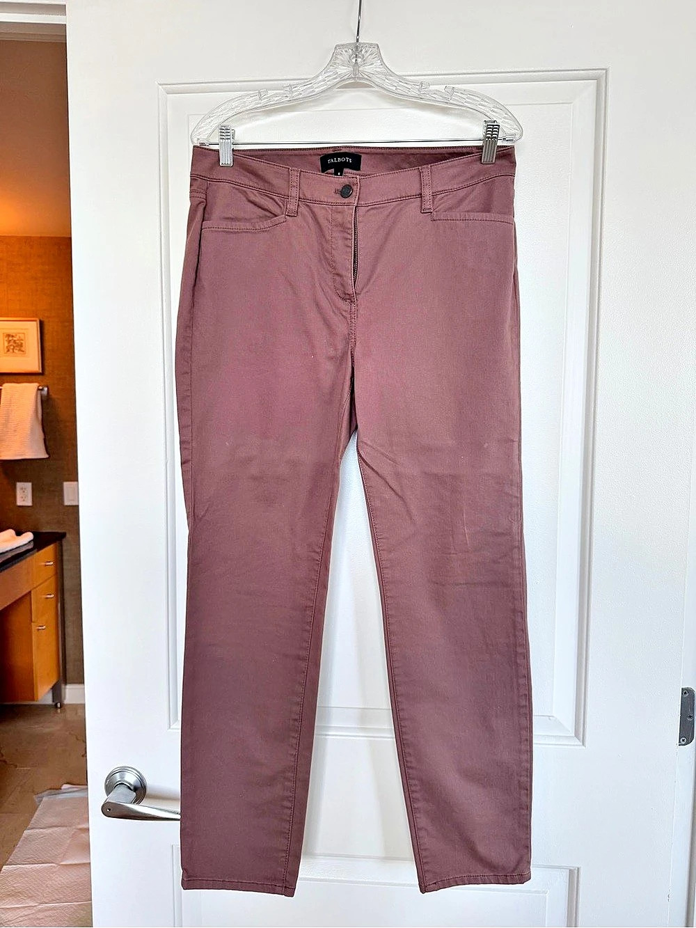 Talbots Straight Leg Cotton Pants in Pink Size 8